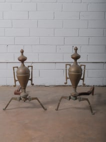 Pair of Brass Urn-Form Andirons