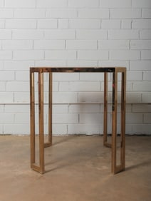 Mid-Century Brass & Parquet Side Table
