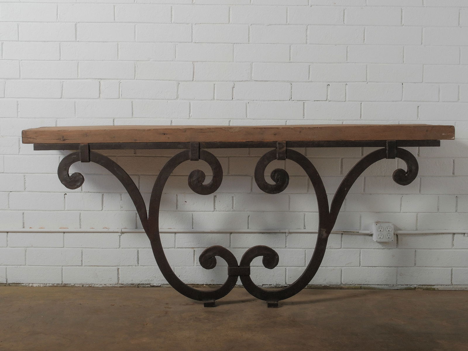 Heavy Iron Console with Scrollwork Base (1 of 8)