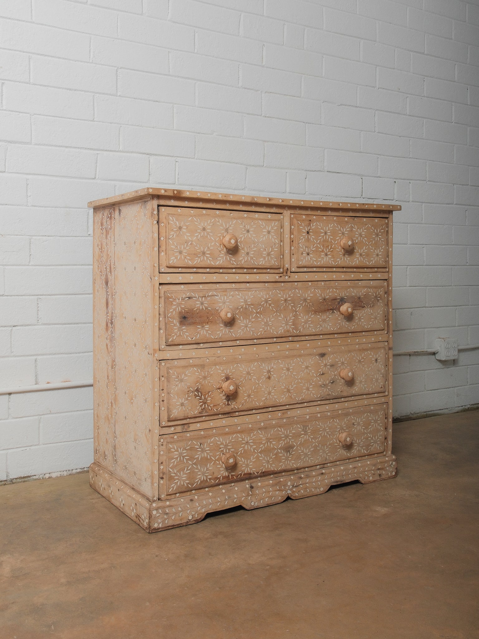 Anglo Indian Bleached Inlaid Chest of Drawers (1 of 7)