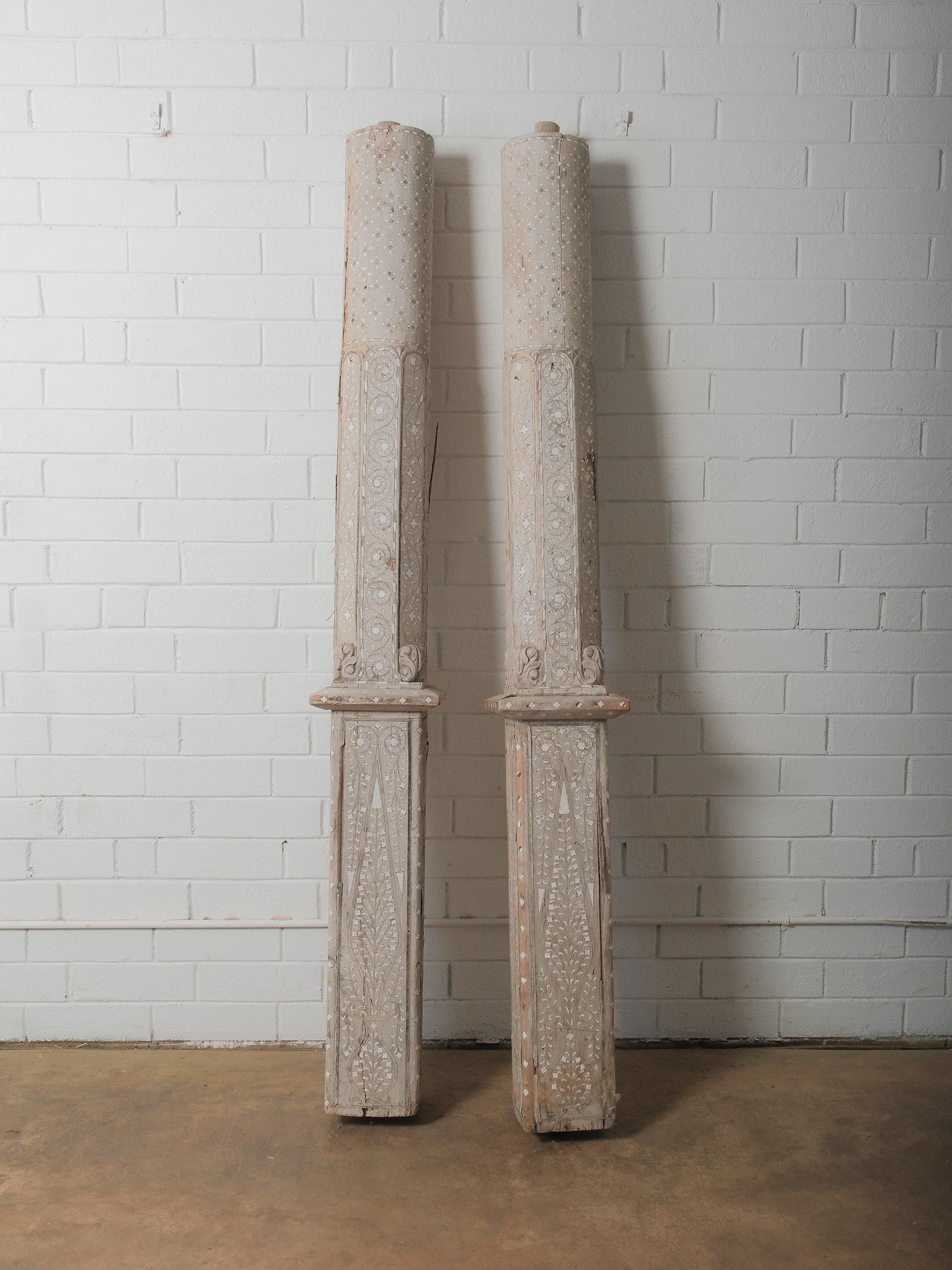Pair of Carved & Inlaid Architectural Columns (1 of 9)