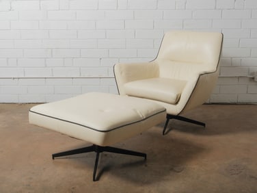 Mid-Century Modern Swivel Lounge Chair & Ottoman