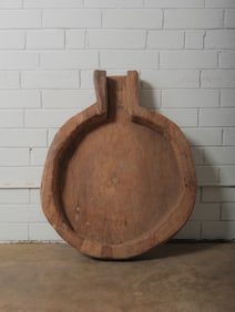 Large Hand-Carved Wooden Baby Bath