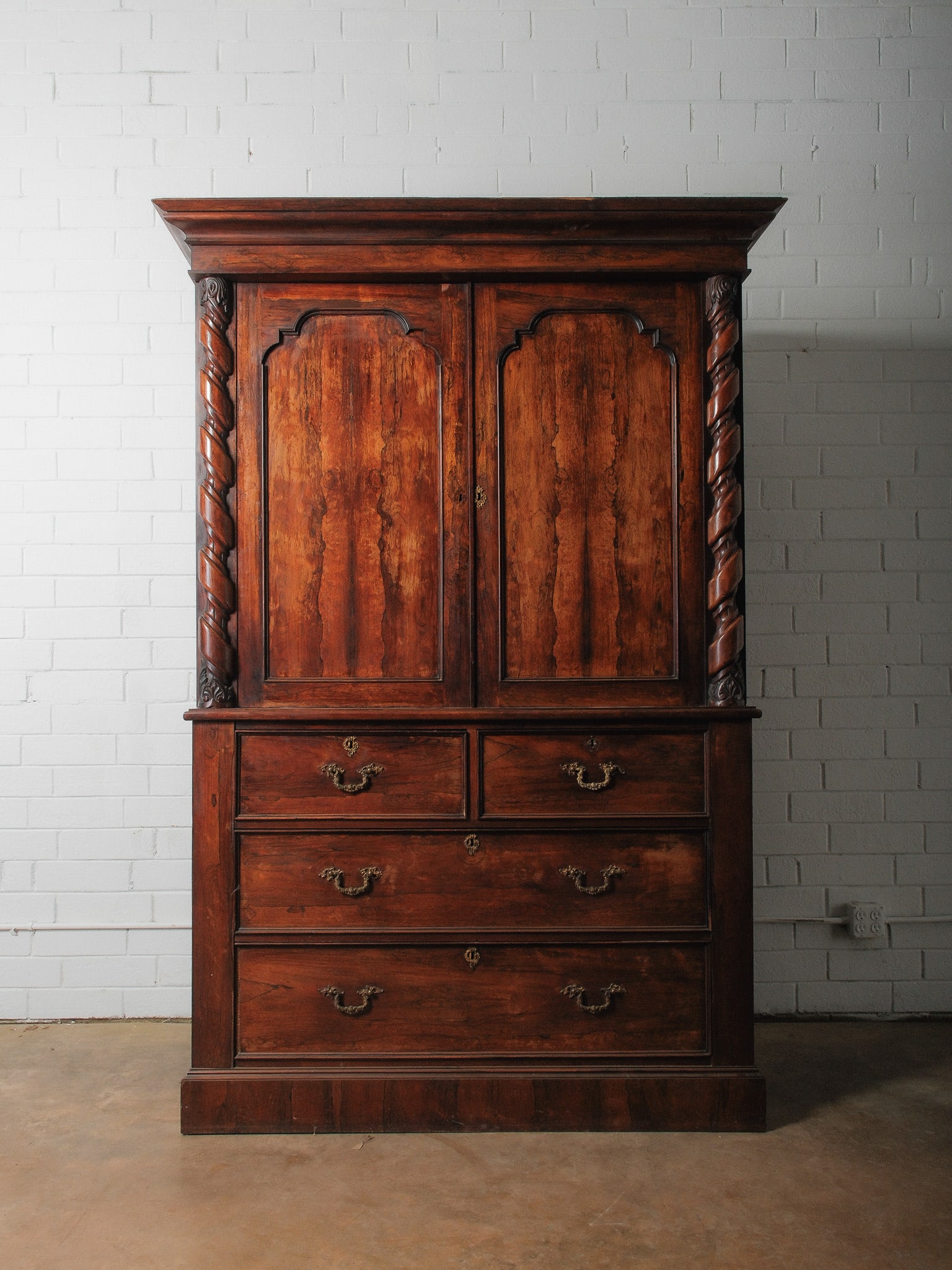 English Mahogany Linen Press (1 of 9)