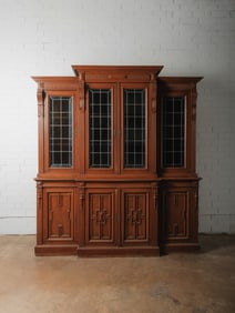 Large Oak Glass-Front Cabinet