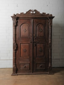 1920's Colonial Style Carved Cabinet