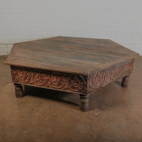 Anglo Indian Hexagon Shaped Bajot style Coffee Table