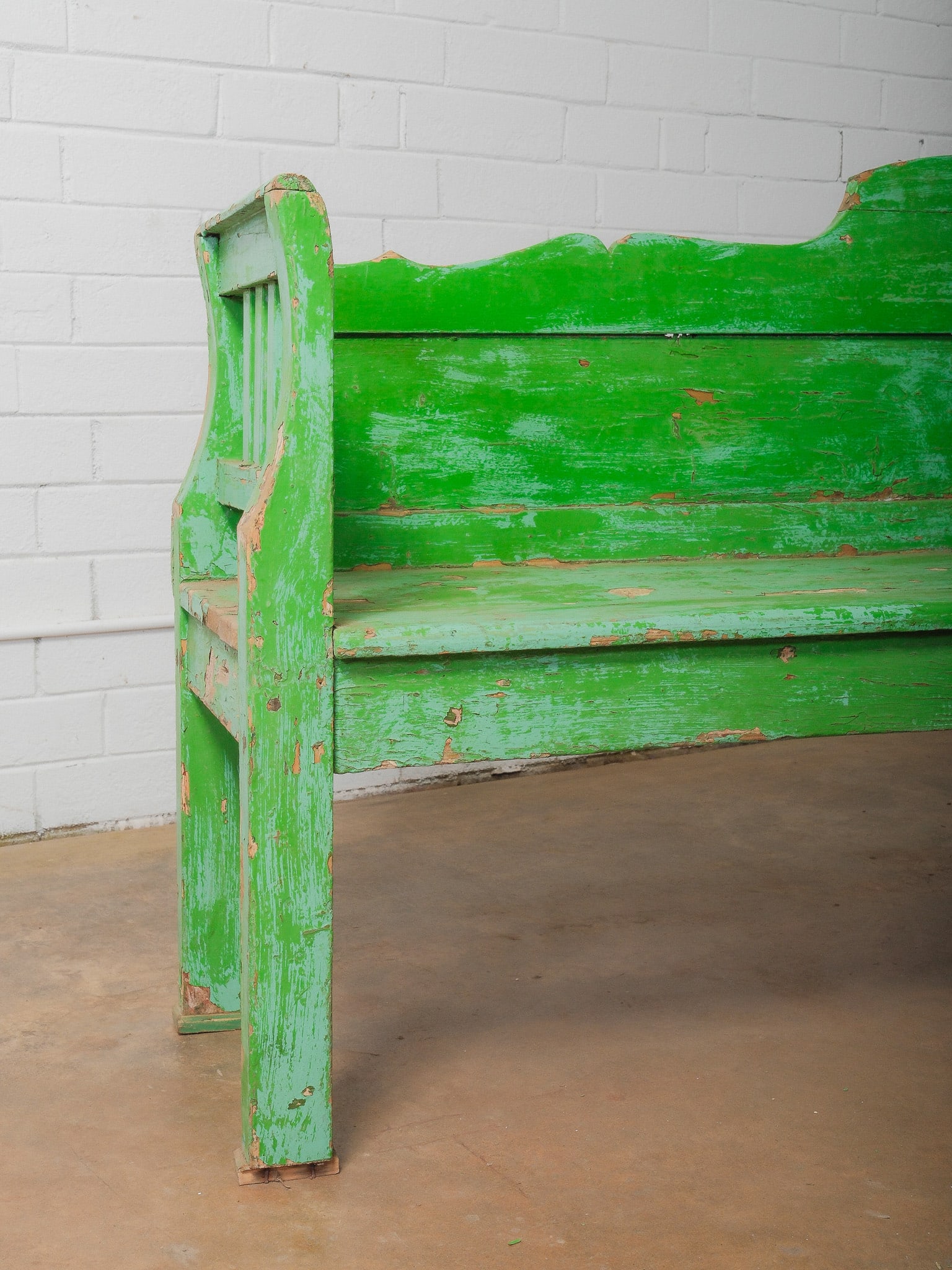 Rustic Painted Wooden Bench - 3