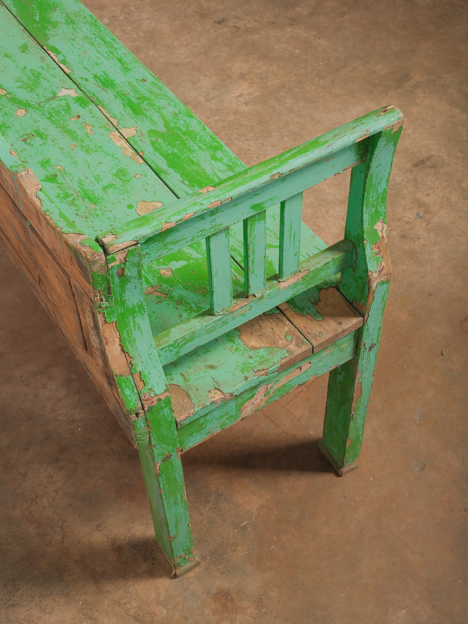 Rustic Painted Wooden Bench - 4