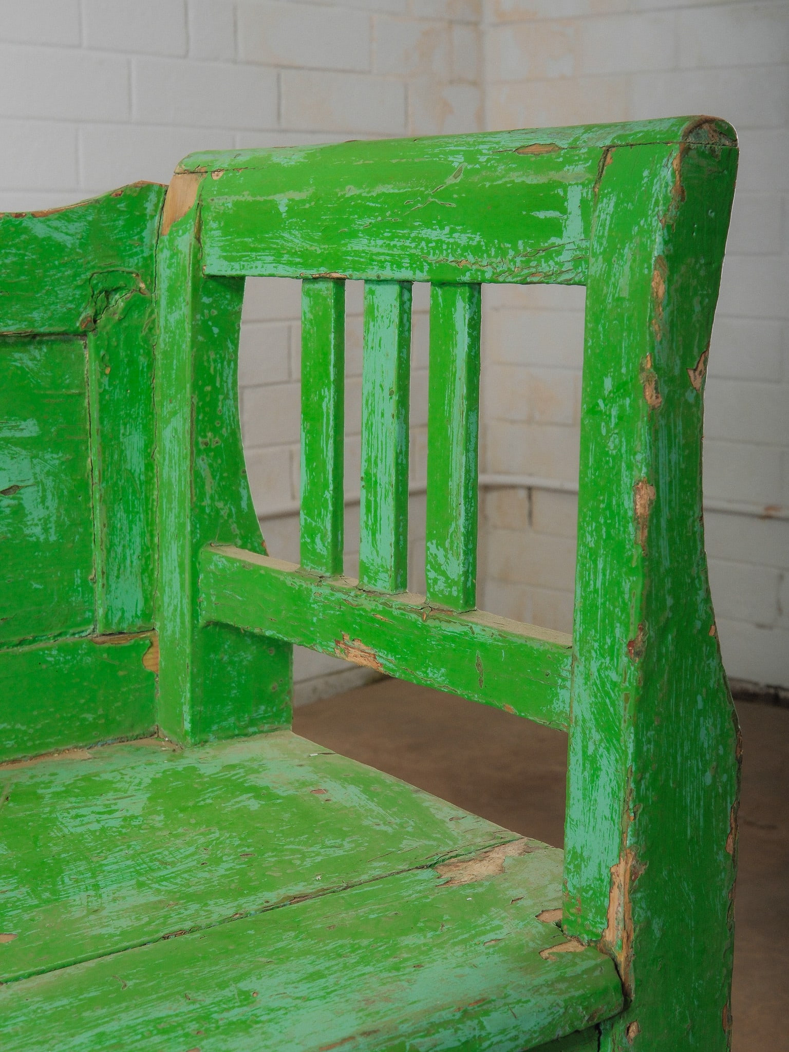 Rustic Painted Wooden Bench - 5