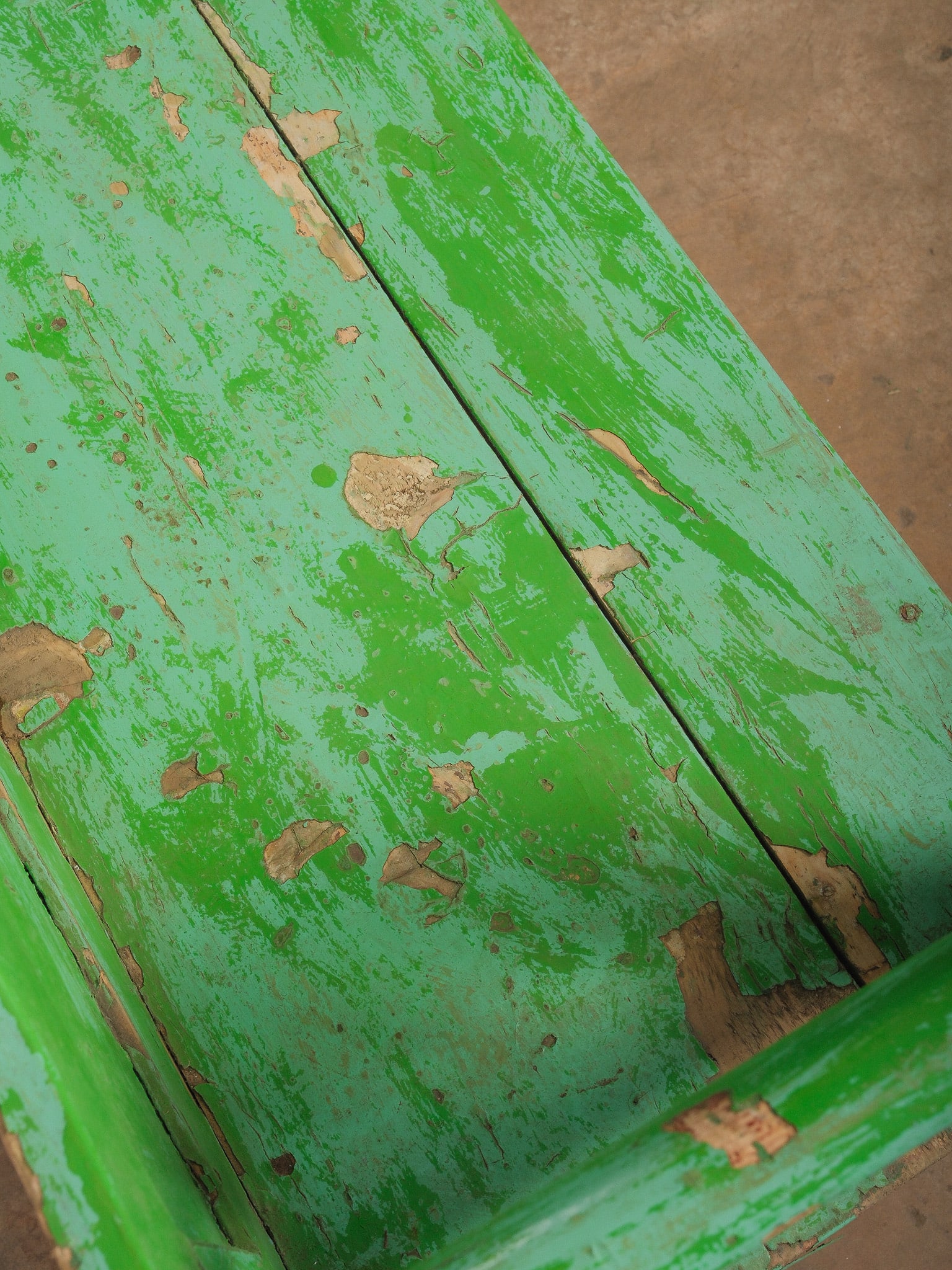 Rustic Painted Wooden Bench - 7