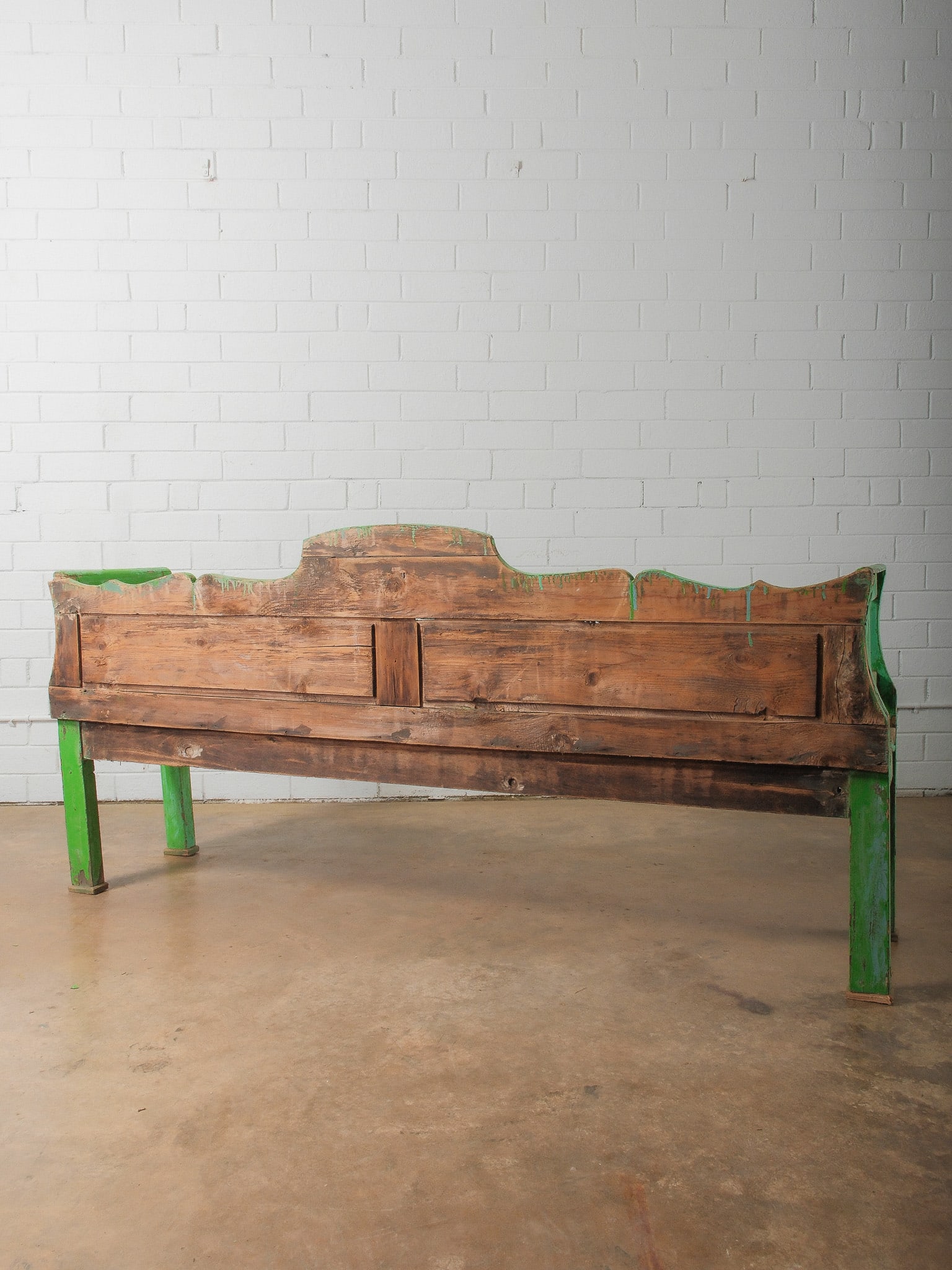 Rustic Painted Wooden Bench - 8