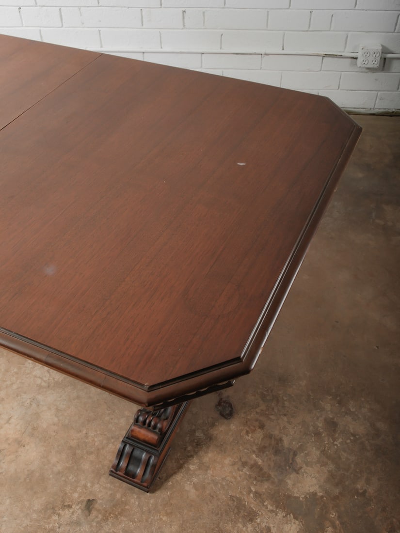 Carved Trestle-Base Dining or Library Table - 4