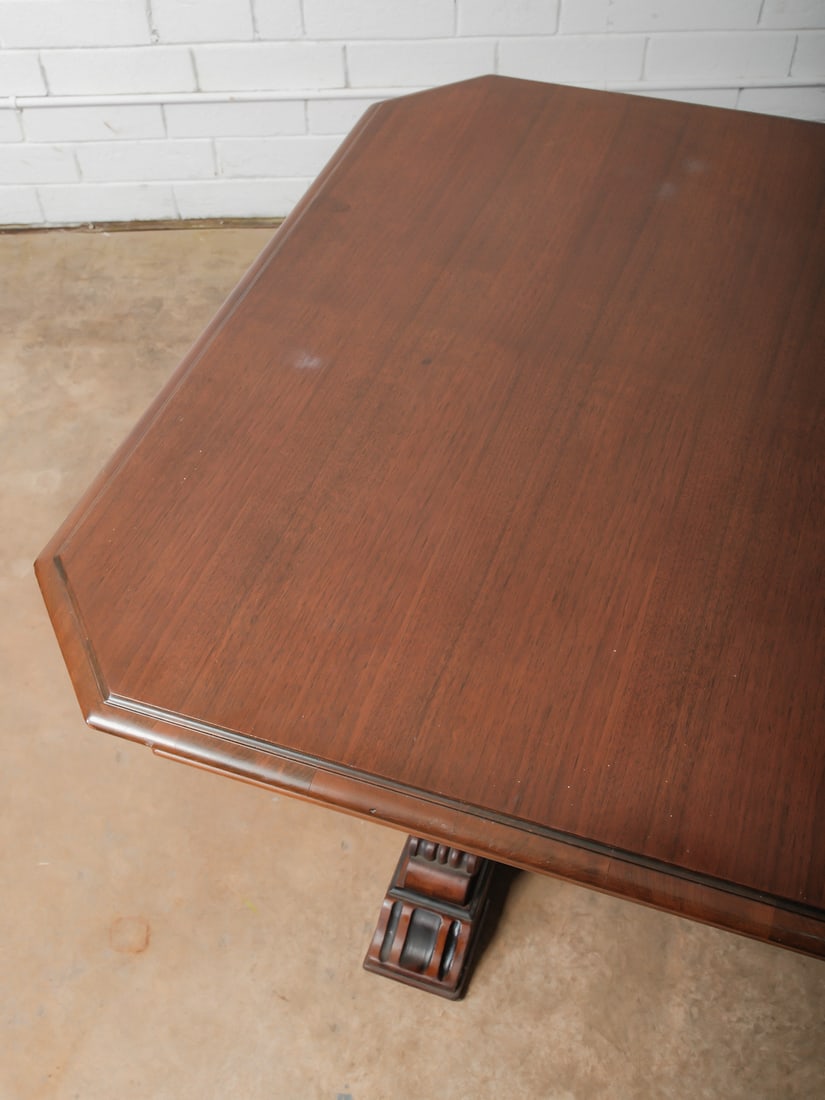 Carved Trestle-Base Dining or Library Table - 5