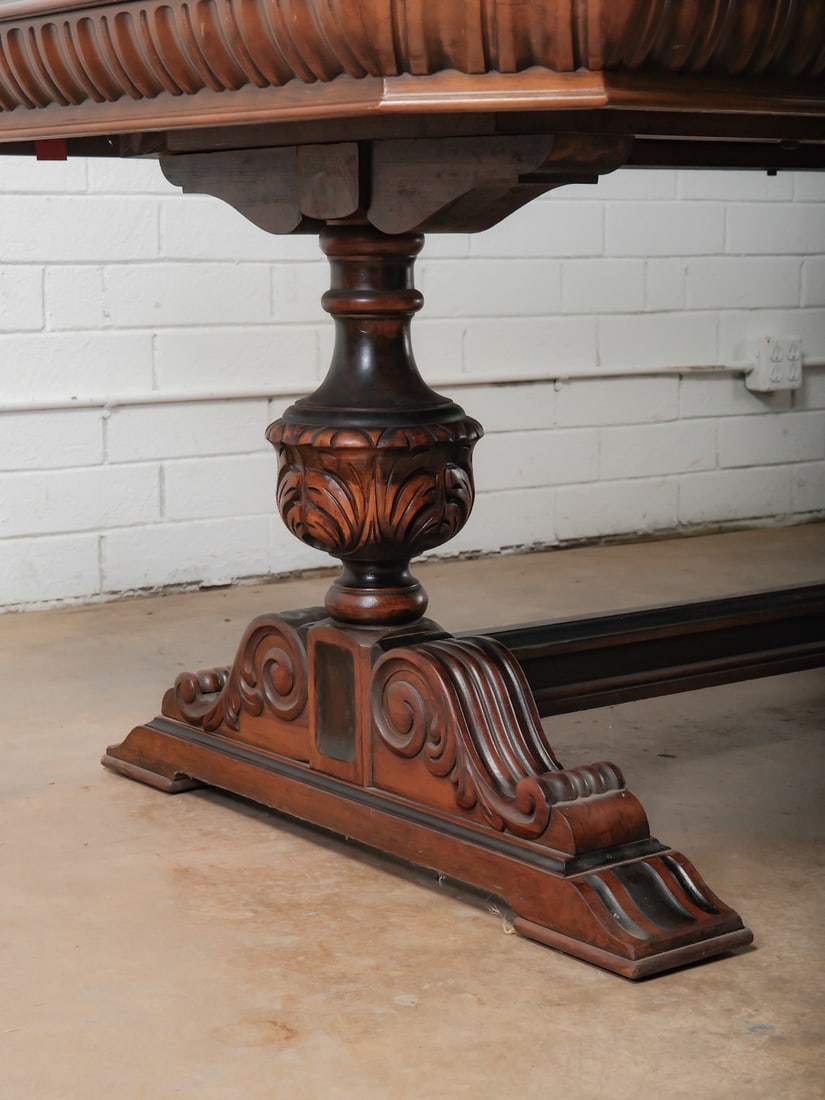 Carved Trestle-Base Dining or Library Table - 7