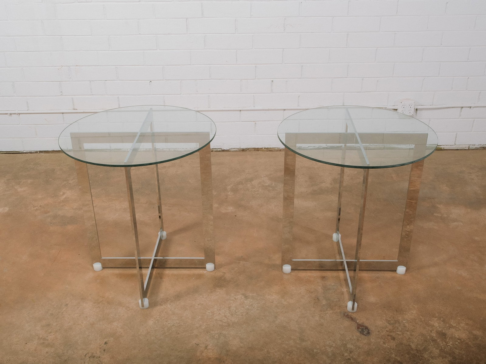 Round MCM Glass & Chrome Accent Tables (1 of 7)