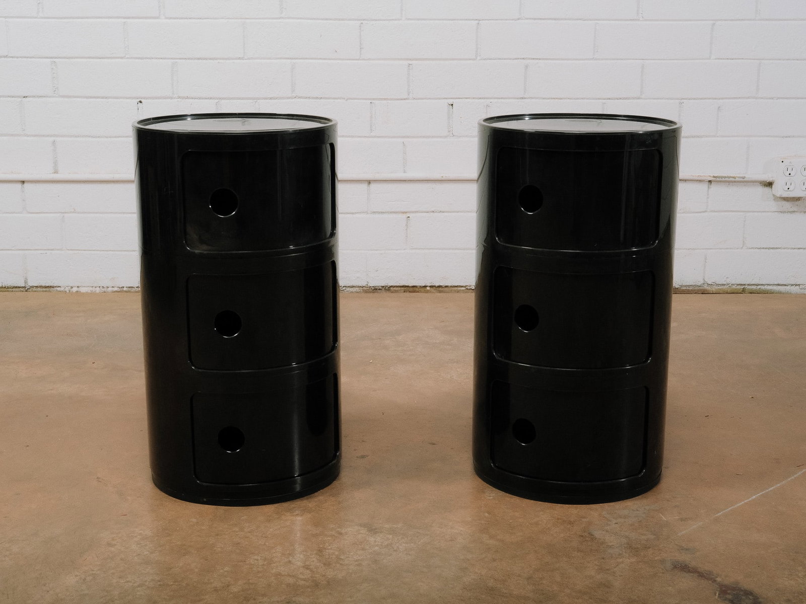 Pair of KARTEL by Anna Castelli MCM Black Plastic Storage Accent Tables (1 of 10)
