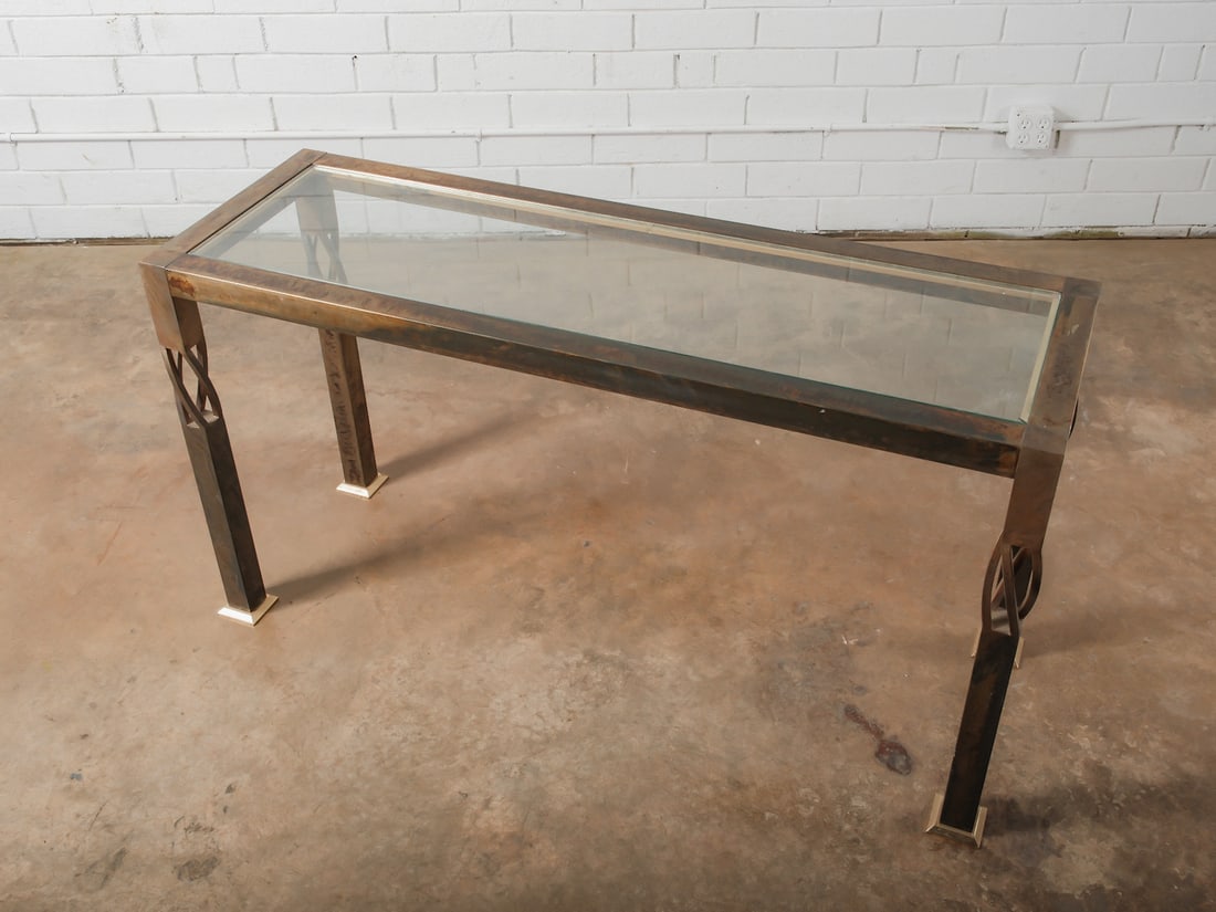 Modern Brass & Glass Console Table - 2