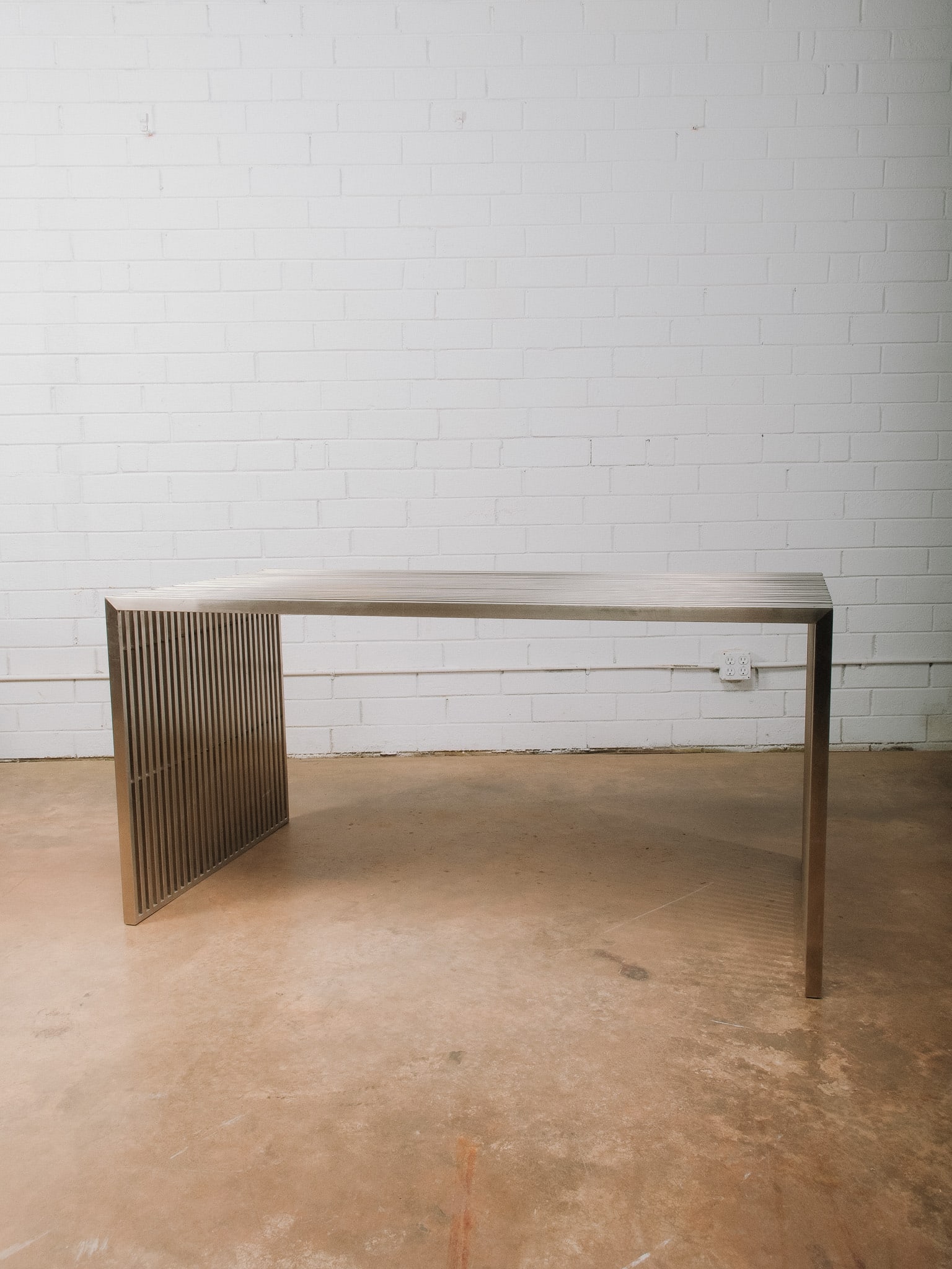 Contemporary Slatted Metal Dining Table - 2