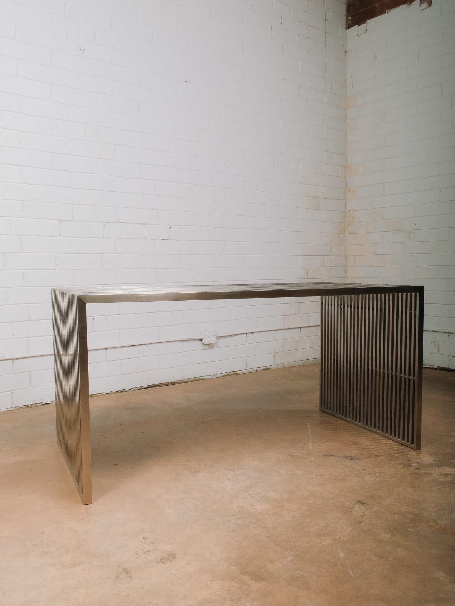 Contemporary Slatted Metal Dining Table - 3