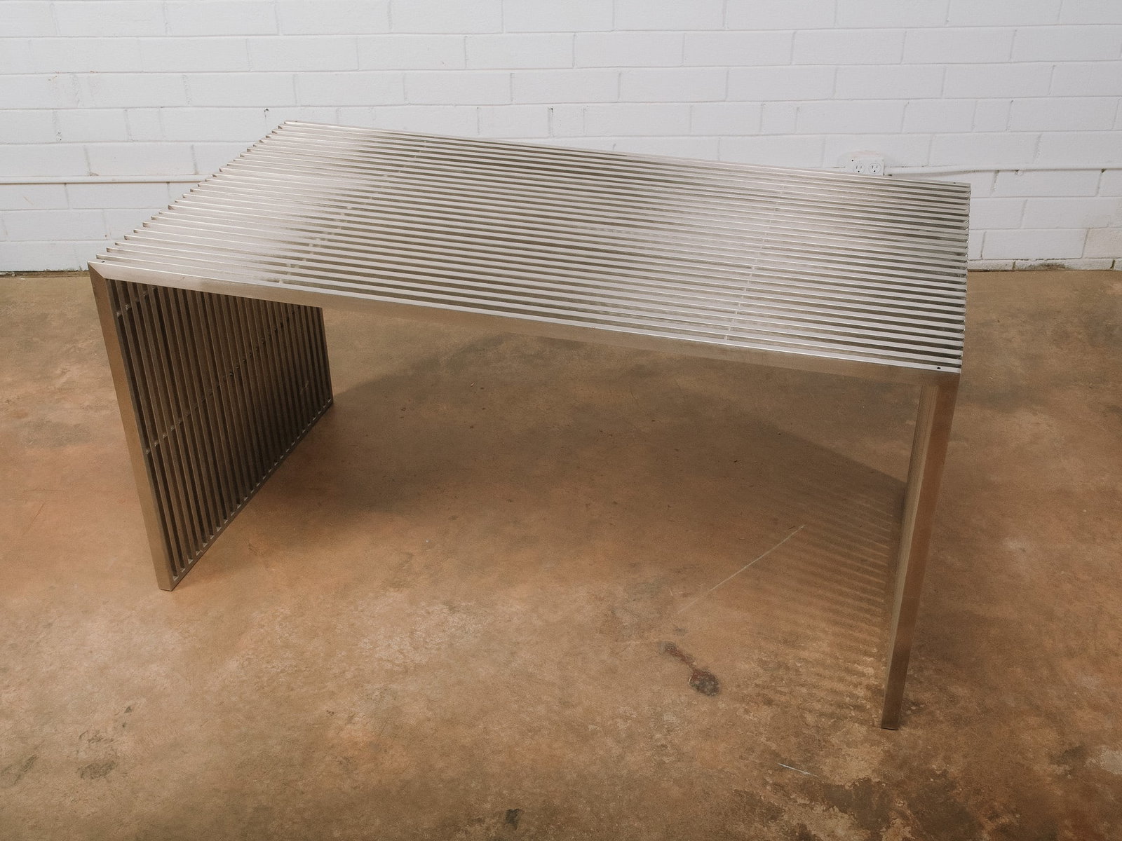 Contemporary Slatted Metal Dining Table - 4