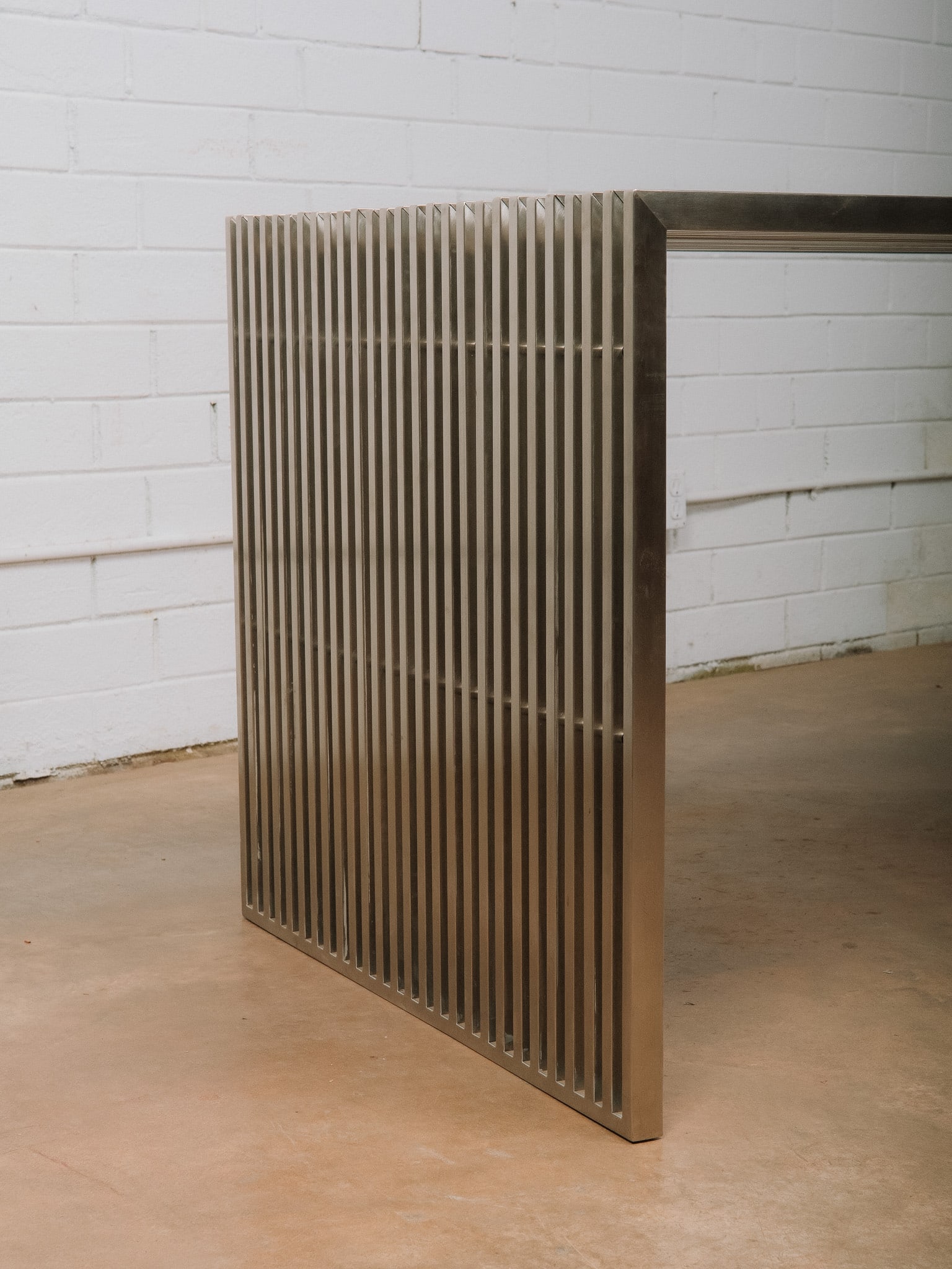Contemporary Slatted Metal Dining Table - 5