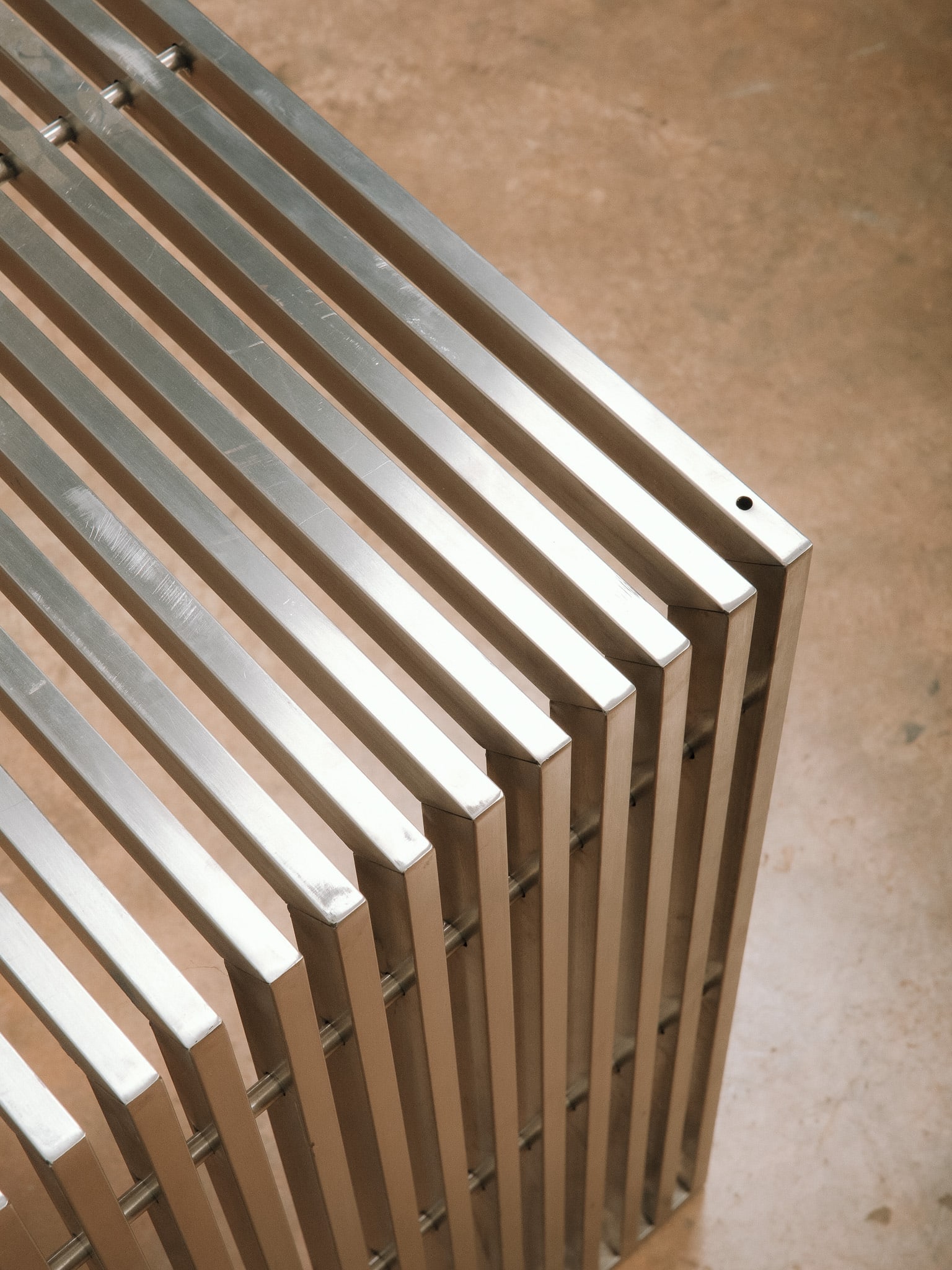 Contemporary Slatted Metal Dining Table - 6