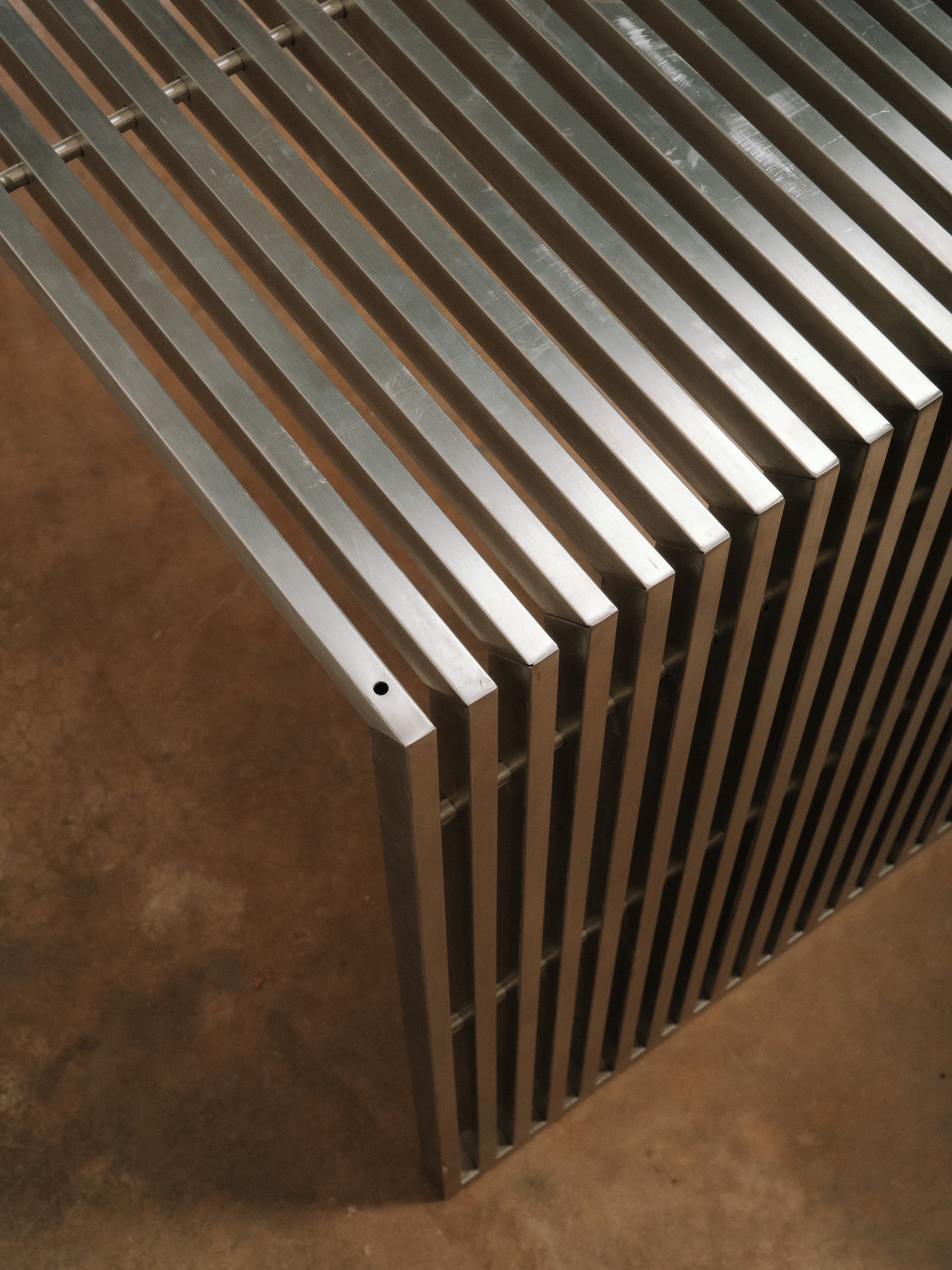 Contemporary Slatted Metal Dining Table - 7