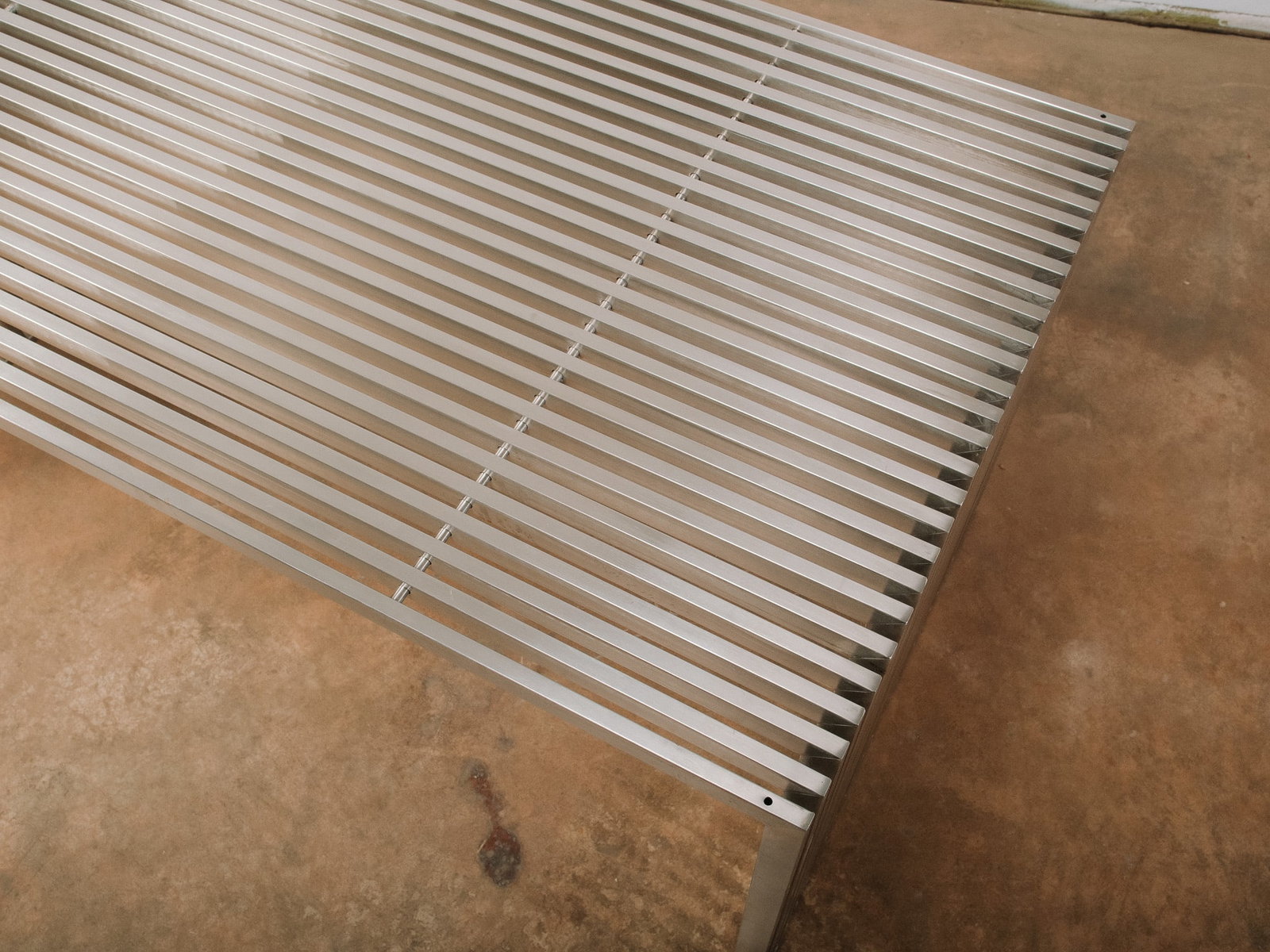 Contemporary Slatted Metal Dining Table - 8