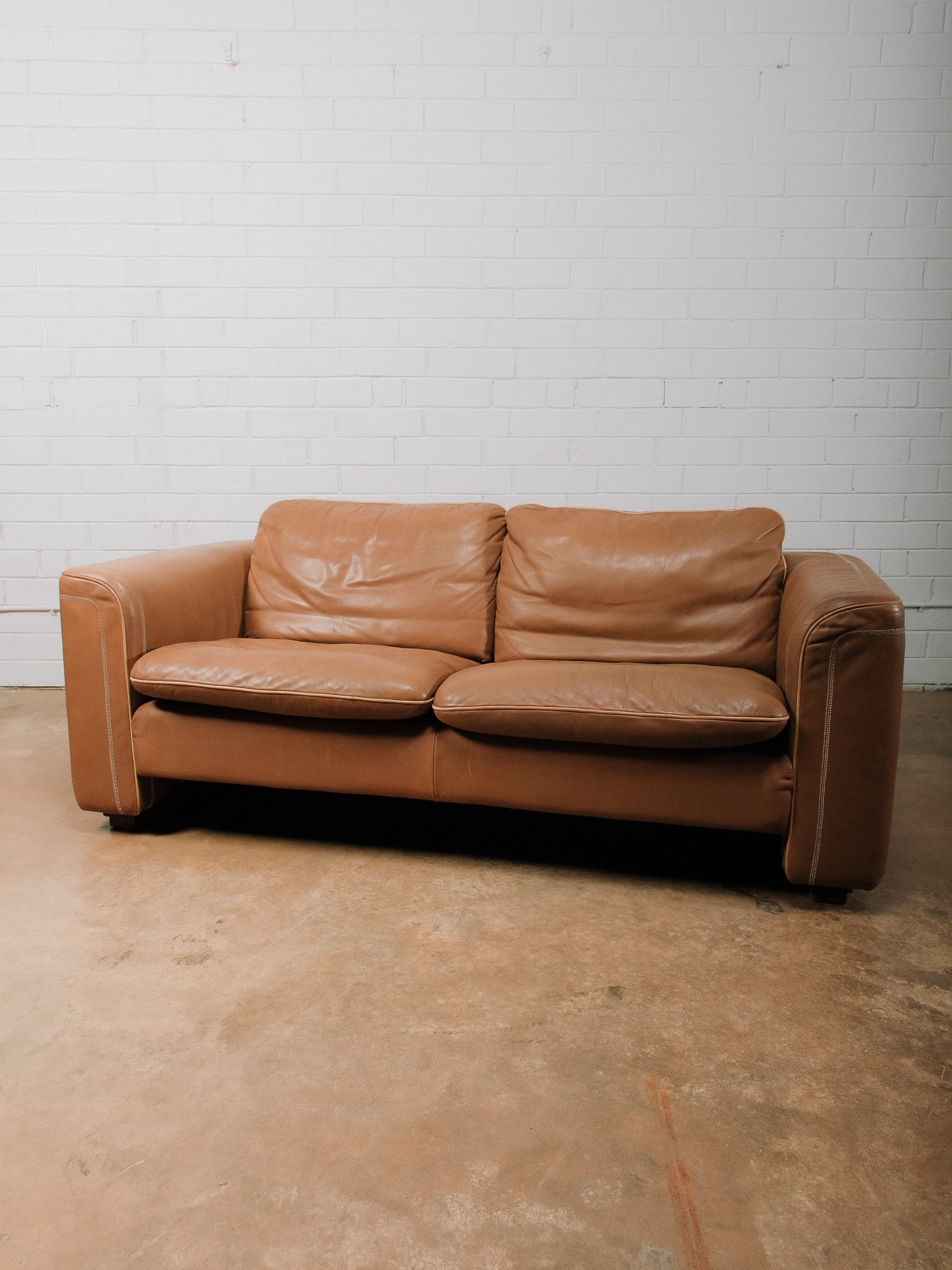 Brown Leather Couch - 2