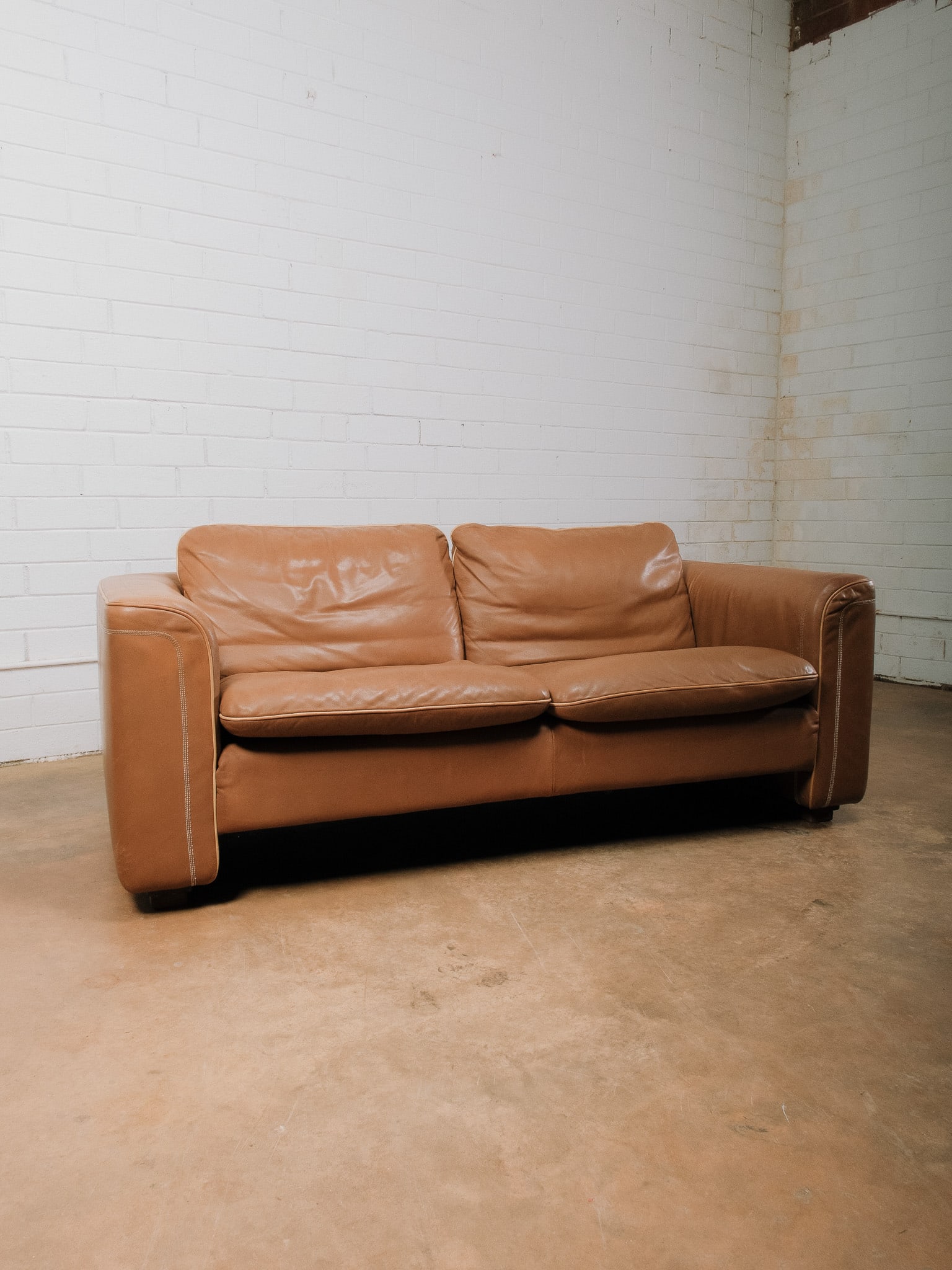 Brown Leather Couch - 3