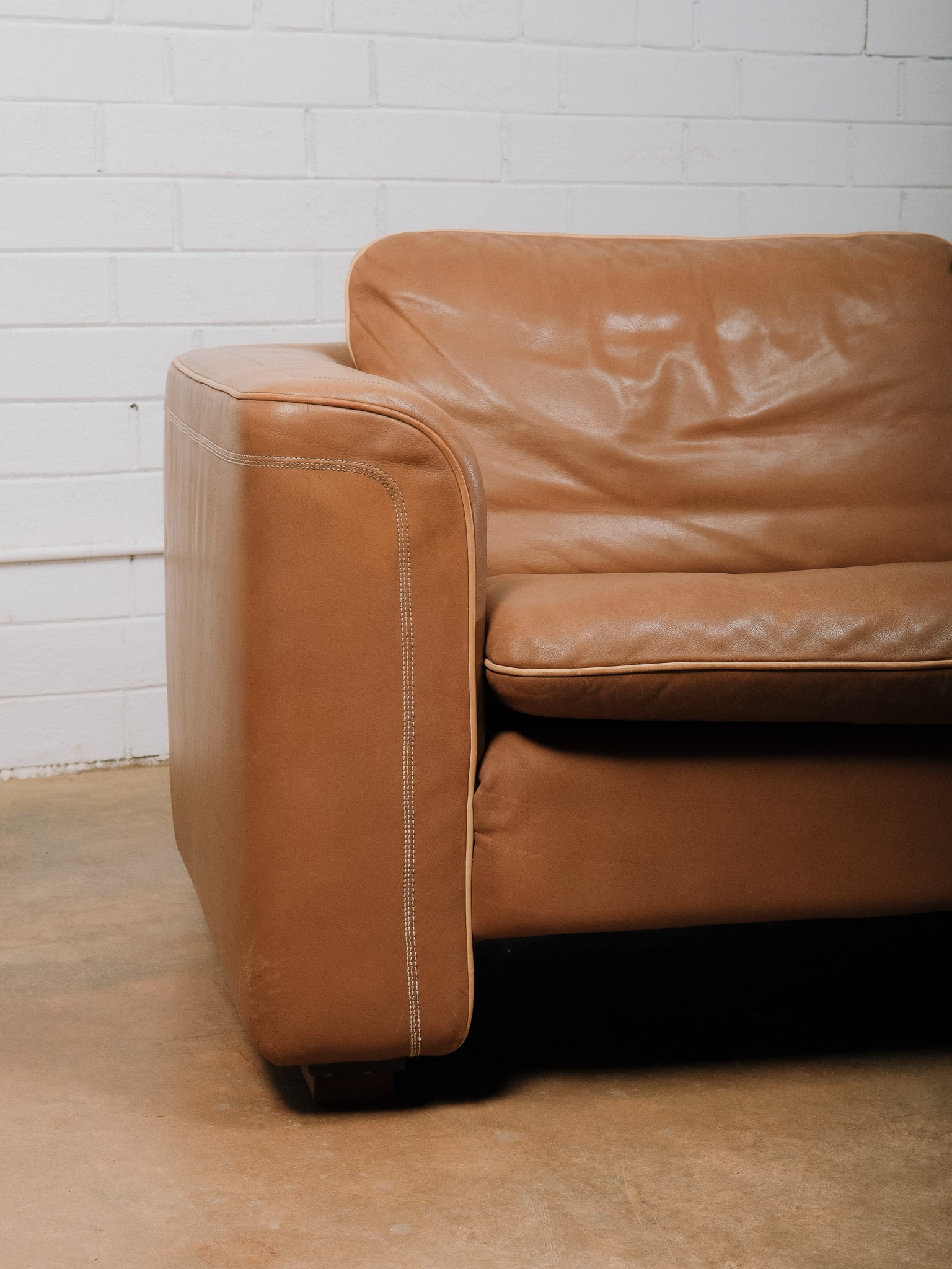 Brown Leather Couch - 6