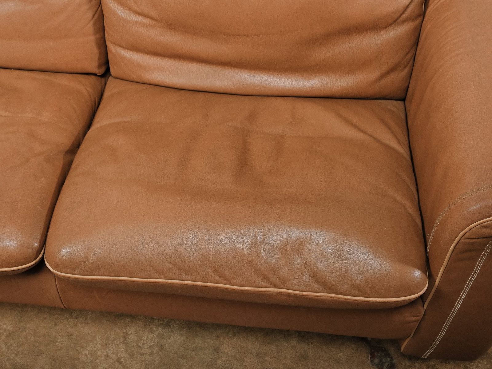 Brown Leather Couch - 7