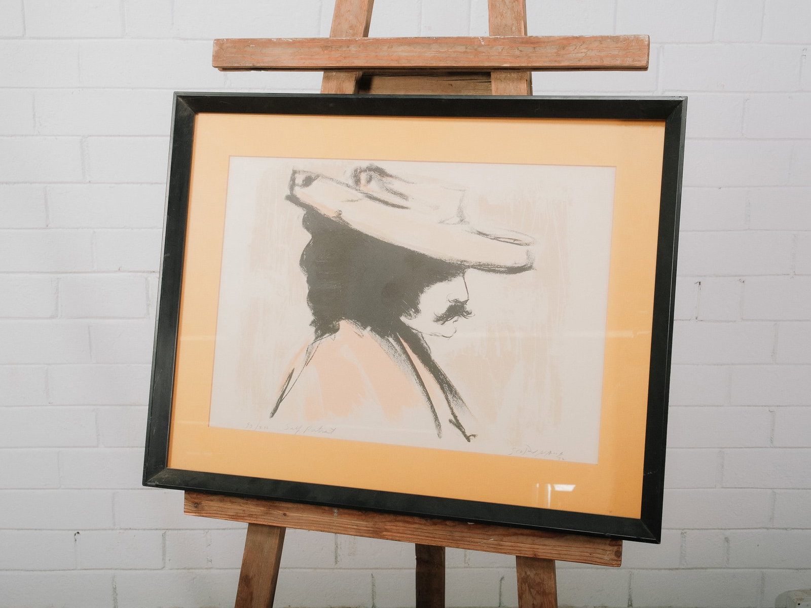 Scott Prior Signed Limited Edition Print: Framed limited edition print titled "Self Portrait" by Scott Prior, signed and numbered in pencil along the lower margin. Presented under glass with mat in a black frame.Approximate Dimensions: 22"h x