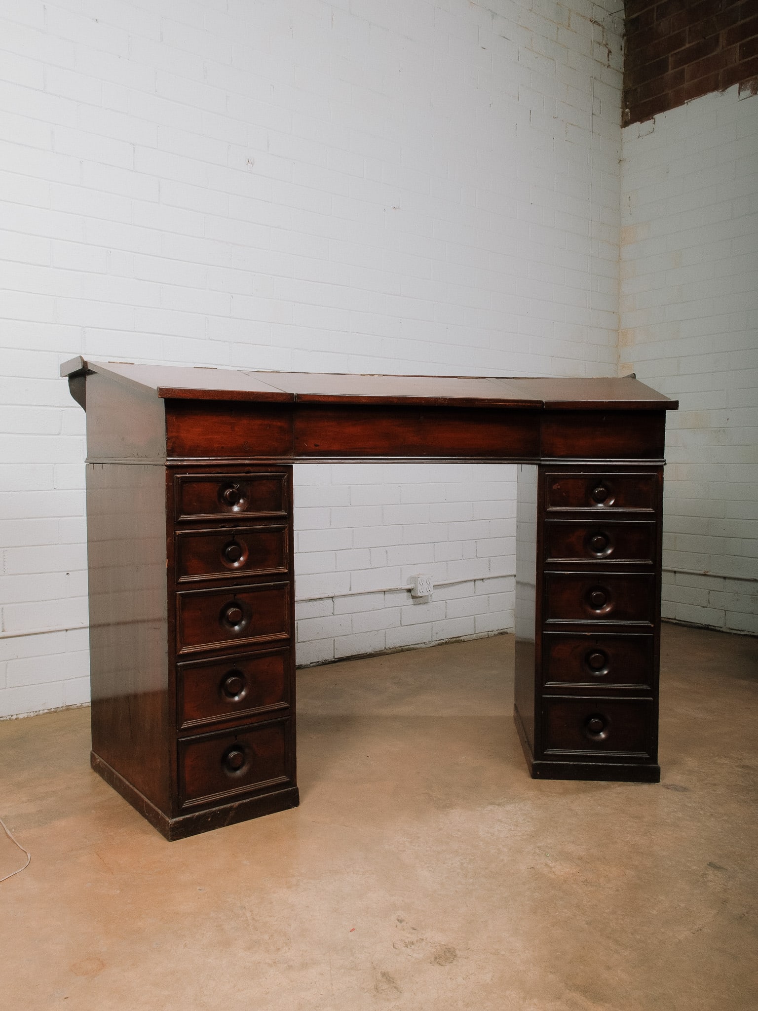 Large Slant-Front Library Writing Desk - 2
