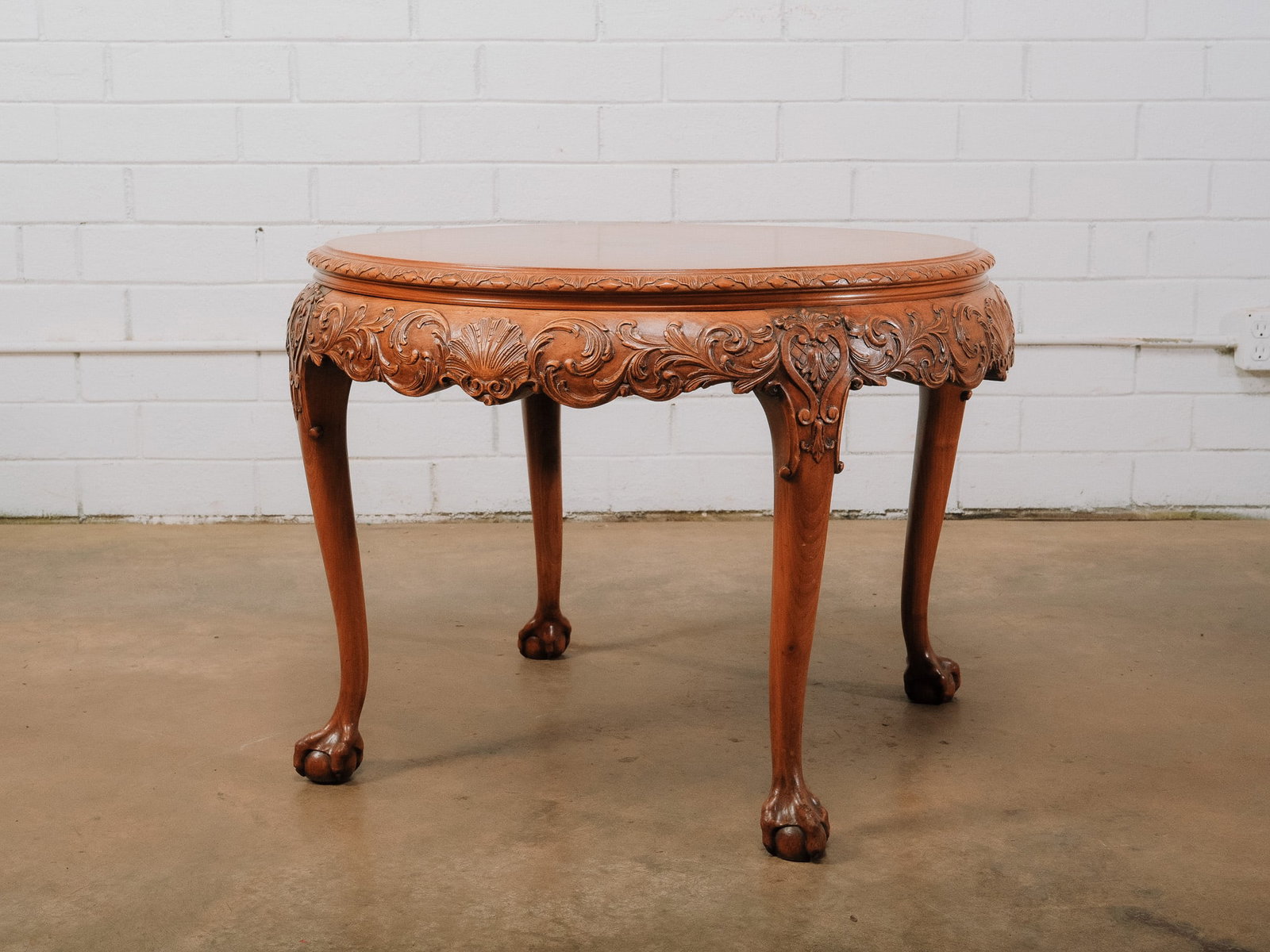Carved Round Accent Table - 2