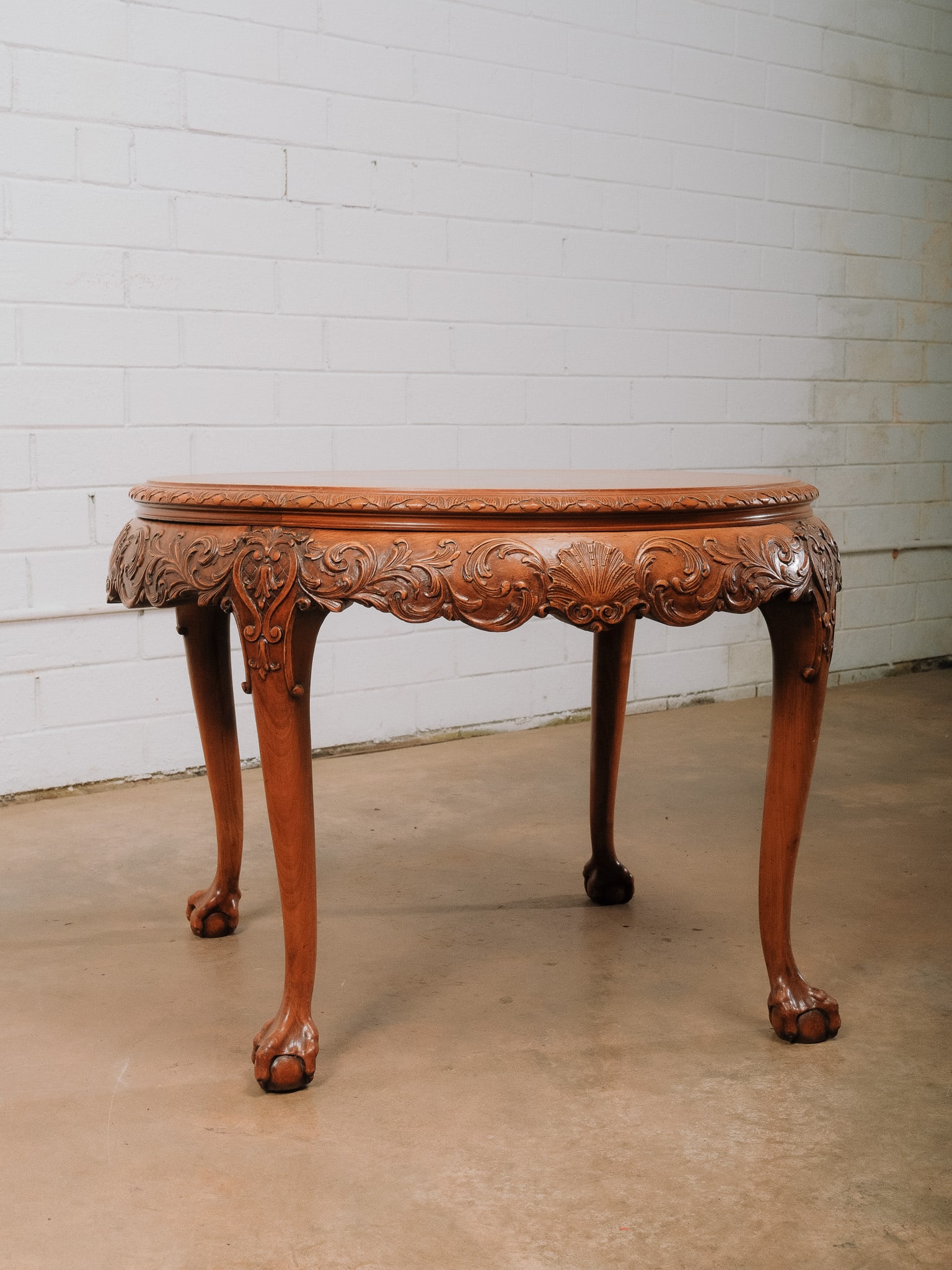Carved Round Accent Table - 3