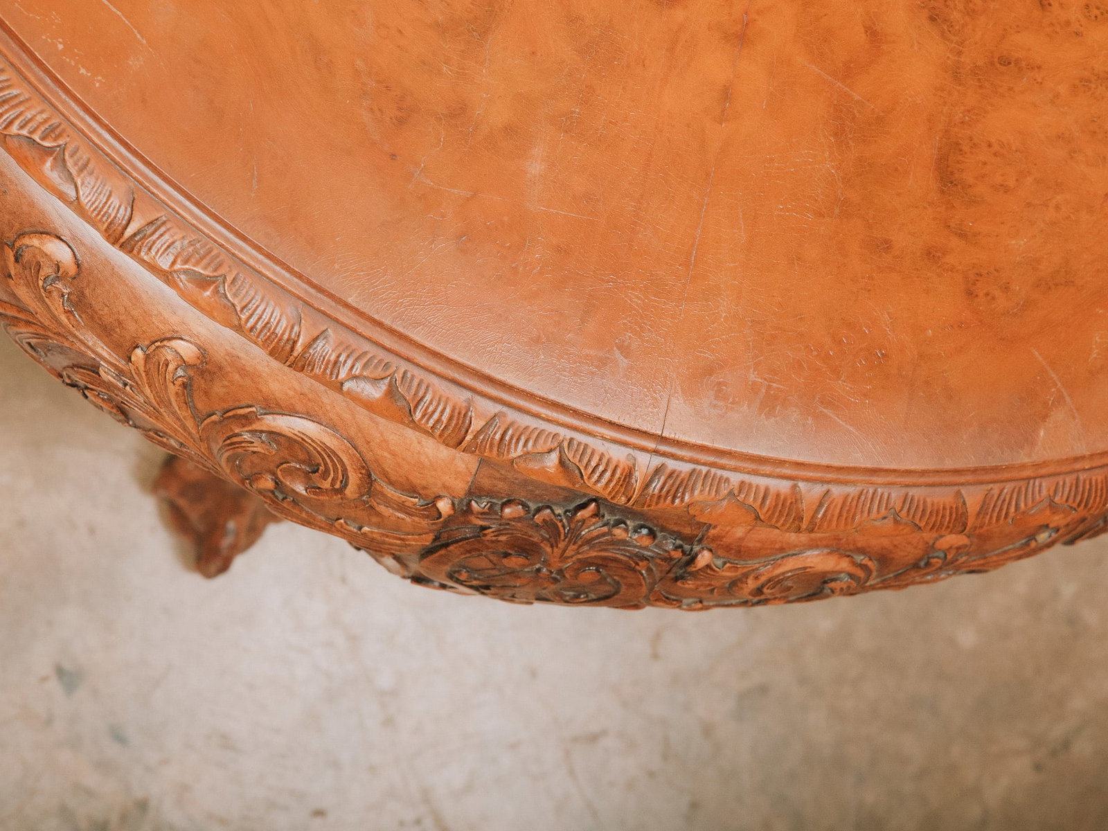 Carved Round Accent Table - 9