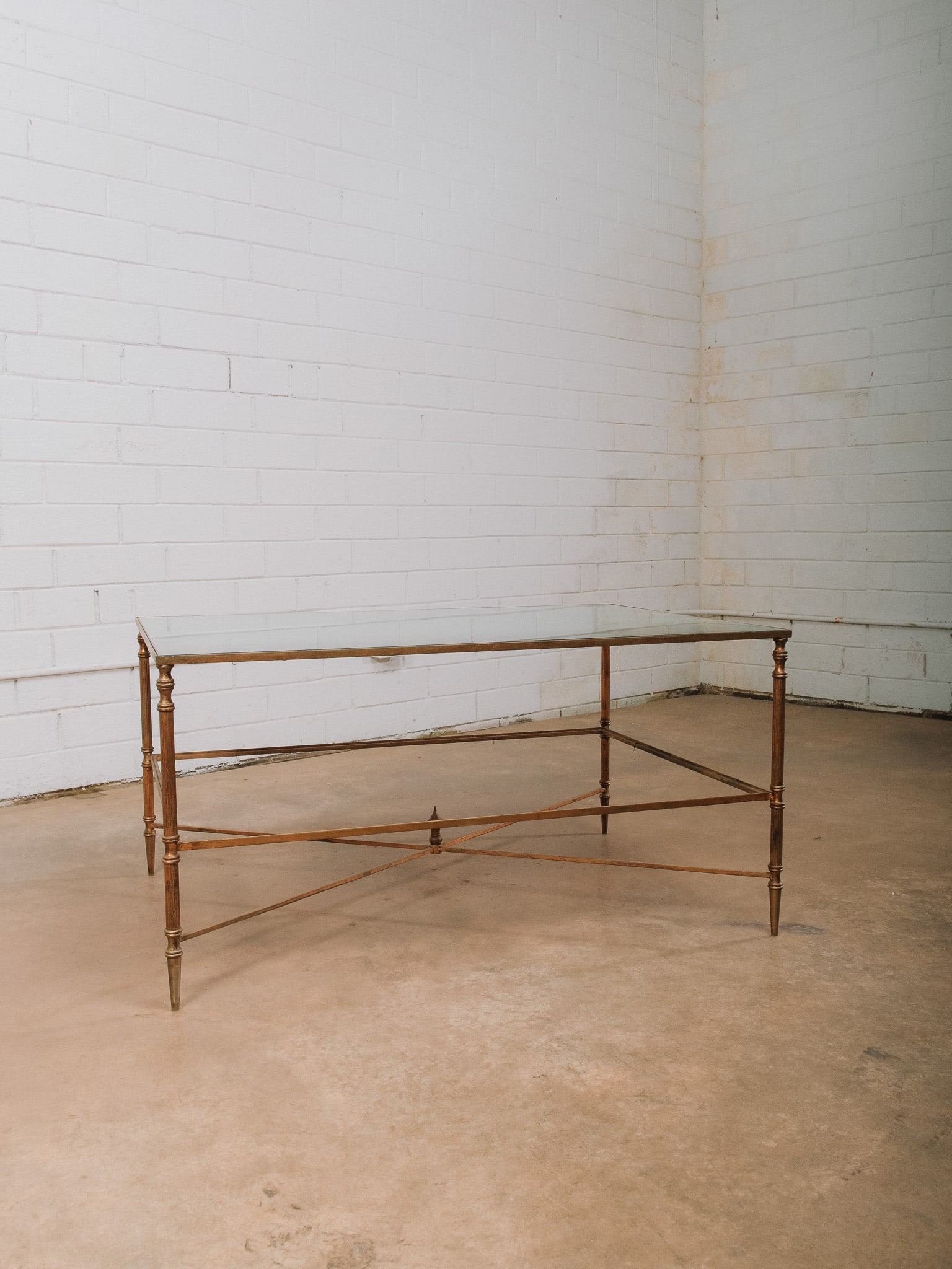 Brass Coffee Table with Mirrored Top - 3