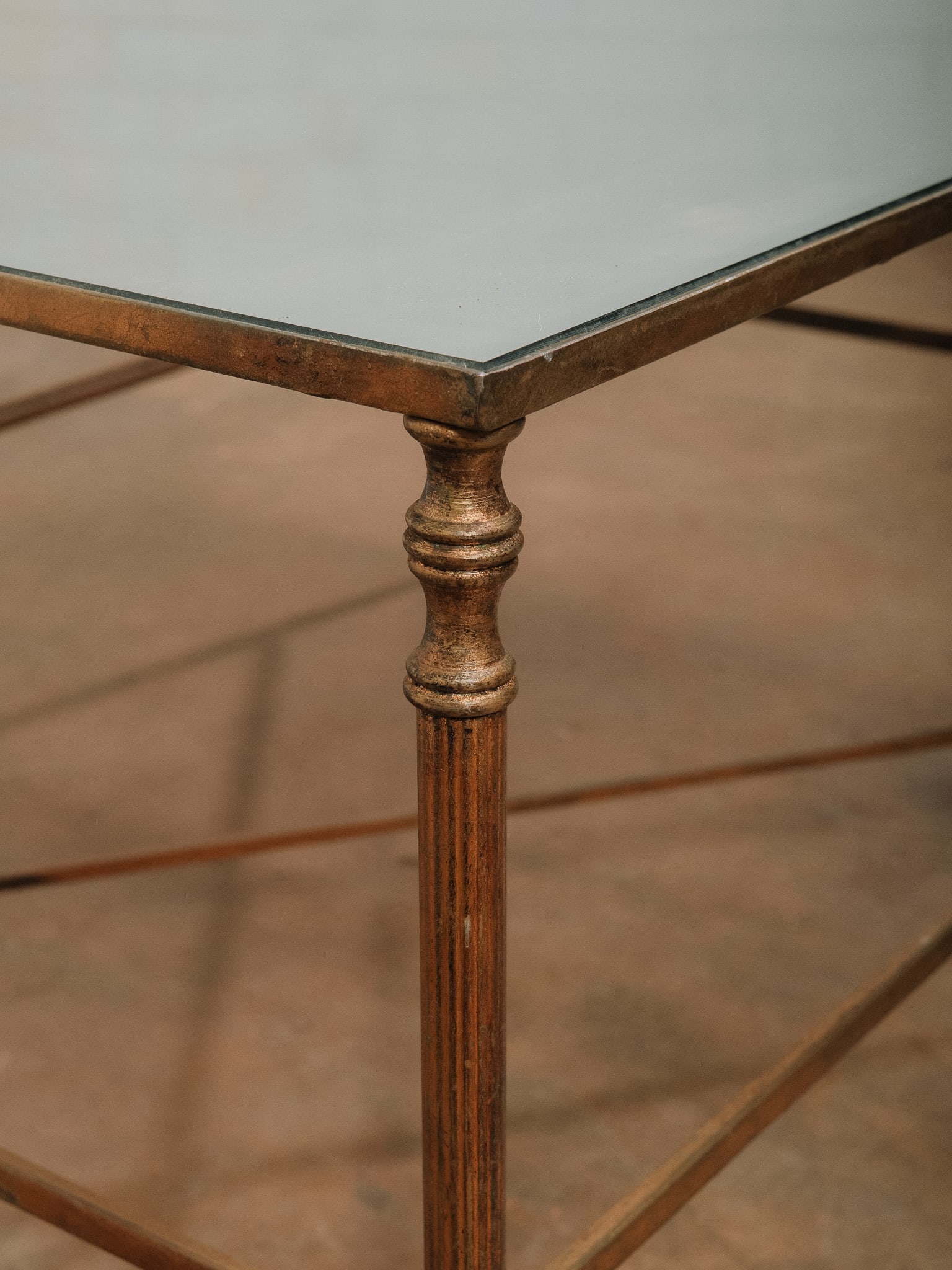 Brass Coffee Table with Mirrored Top - 5