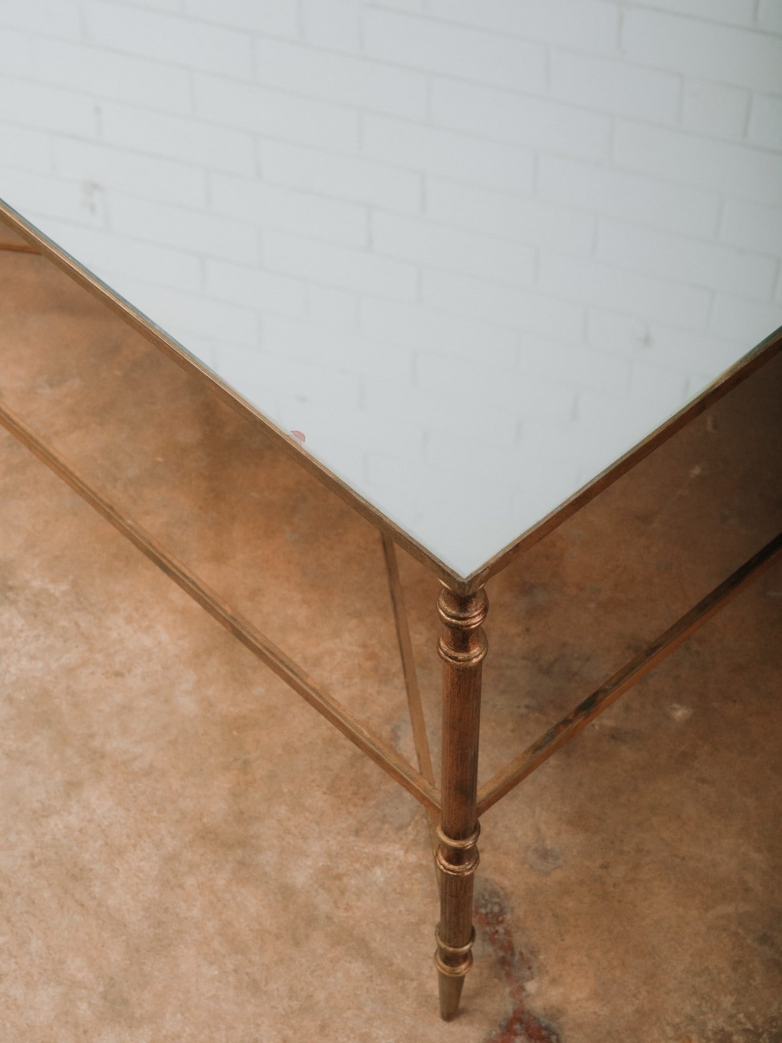 Brass Coffee Table with Mirrored Top - 7