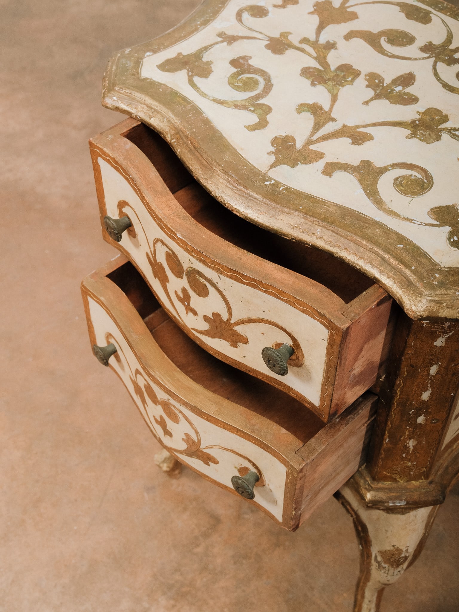 Florentine Painted Two-Drawer Side Table - 5