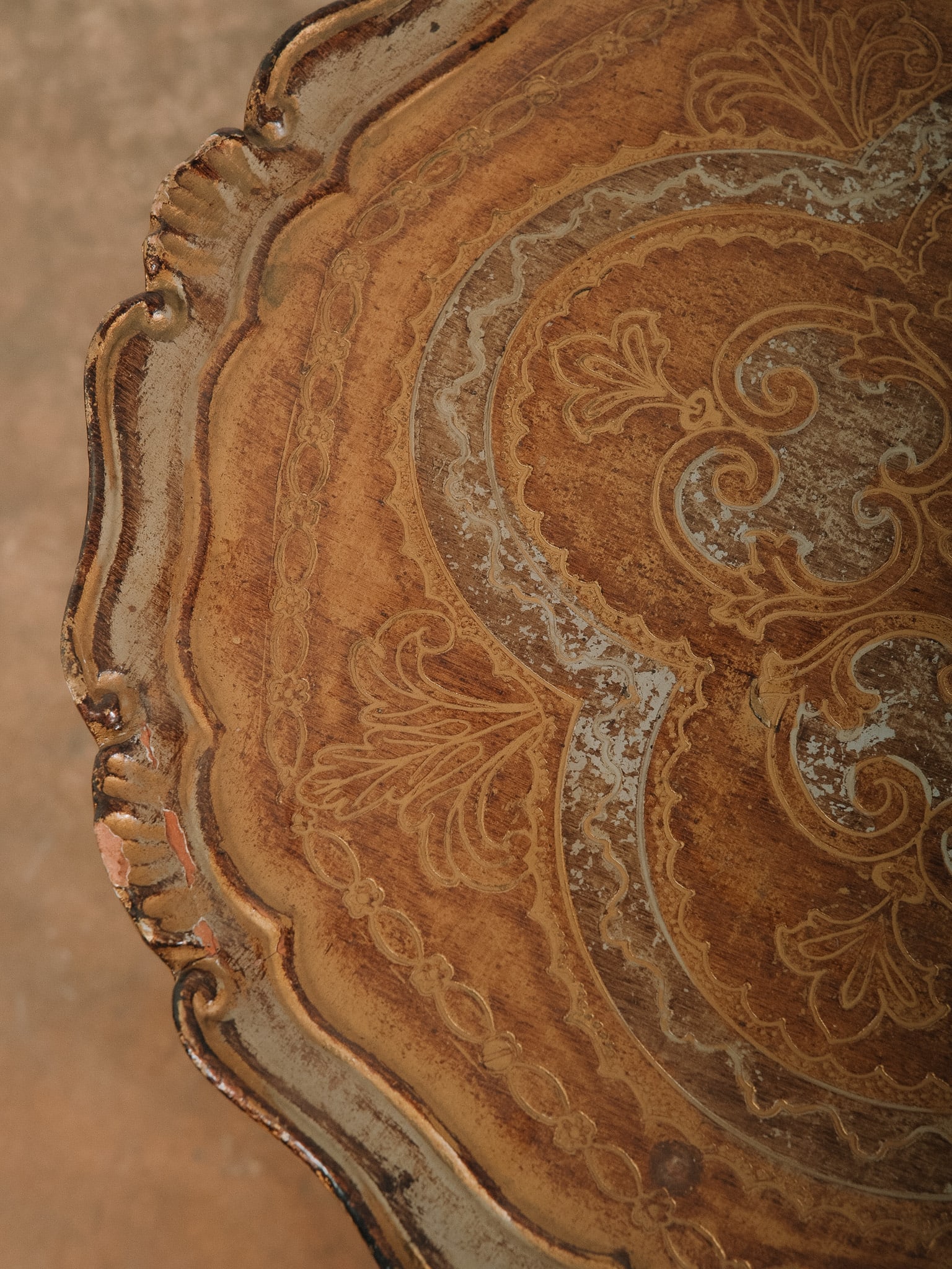Florentine Style Round Painted Accent Table - 7