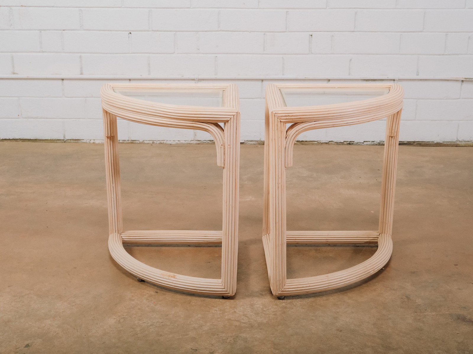 Pair of Coastal Rattan End Tables (1 of 8)