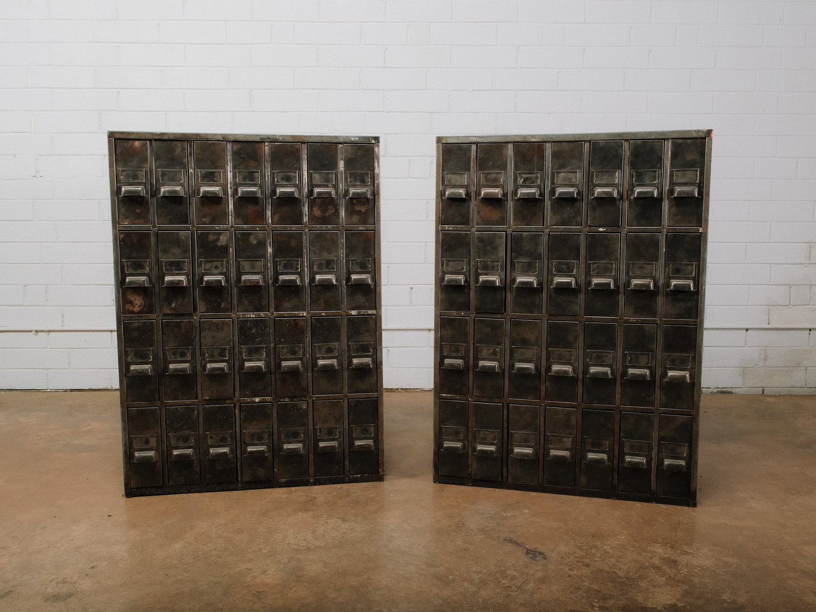 Pair of Industrial Metal Multi-Drawer Cabinets (1 of 11)