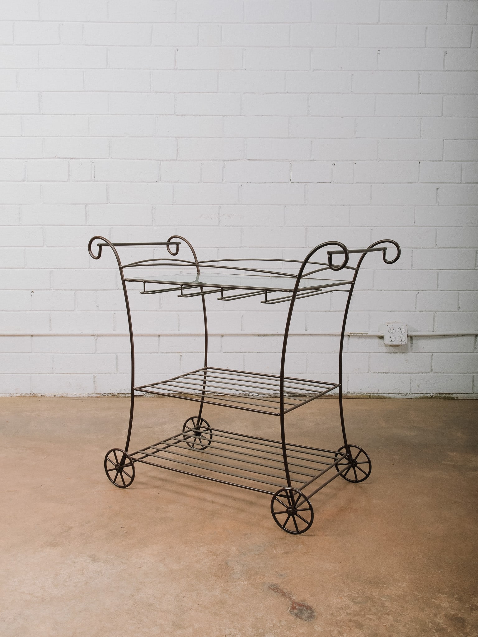 Wrought Iron & Glass Bar Cart / Garden Trolley (1 of 6)