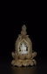 HETIAN WHITE JADE CARVED 'GUANYIN'-INLAID GILT-SILVER