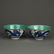 PAIR OF BLUE & WHITE 'DRAGON' GOLD-TRACED EDGES BOWLS,