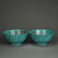 PAIR OF GREEN GROUND FAMILLE ROSE 'FLORAL' BOWLS, QING - 2