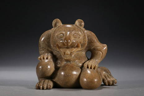 CHINESE ANTIQUE JADE BEAR: 8.7Ã—5.8Ã—7.4cm/ Weight 405g Description Statement: Any description statement is given as a courtesy to a client, is an opinion and should not be treated as a statement of fact and Merces